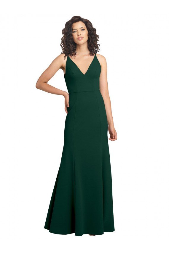 Form Fitting Stretch Crepe A-Line Formal Dress