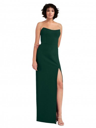 Shop Scooped Strapless Neckline Crepe Formal Dress with Side Slit