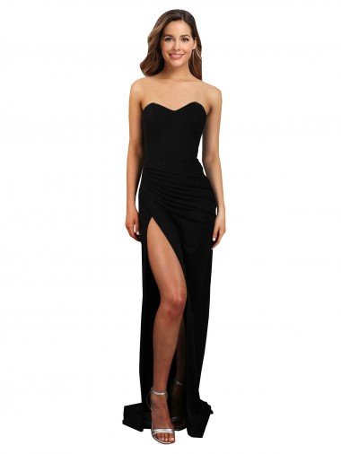 Shop Corset Style Strapless Crepe Formal Dress with High Split
