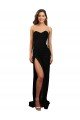 Corset Style Strapless Crepe Formal Dress with High Split