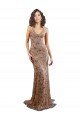 Floral Patterned Backless V-Neckline Sequin Formal Dress