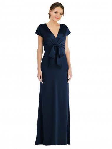 Shop Soft Bow Blouson Bodice Trumpet Crepe Formal Dress
