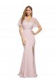 Crepe Long Sweetheart Neckline Formal Dress with Tulle Overlay Shoulders