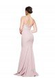 Straight Neck Long Strapless Crepe Formal Dress with Soft Tulle Overlay and Small Train