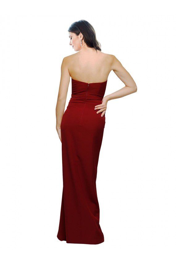Straight Pencil Skirt Long Sweetheart Crepe Formal Dress with High Side Split