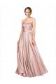 Long Plated Strapless Sweetheat Stretch Satin Formal Dress