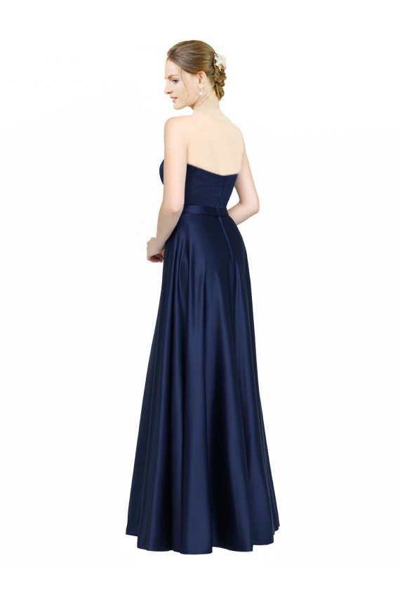 Floor Length Sweetheart Neckline Stretch Satin Formal Dress with Belt