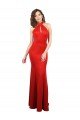 Halter Neck keyhole Front Back Long Stretch Satin Formal Dress