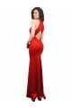 Halter Neck keyhole Front Back Long Stretch Satin Formal Dress