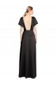 Cap Sleeves Open Back Long Stretch Satin Formal Dress