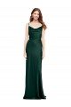 Fitted Cowl Neck Long Stretch Satin Semi Formal Dress with V-Back