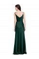 Fitted Cowl Neck Long Stretch Satin Semi Formal Dress with V-Back
