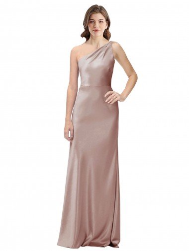 Shop One Shoulder Black-Tie Floor Length Long Stretch Satin Formal Dress