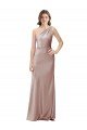 One Shoulder Black-Tie Floor Length Long Stretch Satin Formal Dress