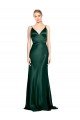 High V-Neck Long Full Length Sheath Stretch Satin Formal Dress