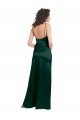 Long Slim Scoop Neck Stretch Satin Formal Dress with Open Back