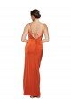 Front Cowl Neck Long Floor Length Stretch Satin Formal Dress with High Side Split