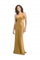 One Shoulder Long Floor Length Stretch Satin Semi Formal Dress
