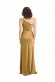One Shoulder Long Floor Length Stretch Satin Semi Formal Dress