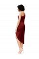 One Shoulder Midi Length Short Stretch Satin Wrap Style Cocktail Formal Dress