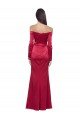 Long Sleeves Off the Shoulder Stretch Satin Formal Dress with High Side Split