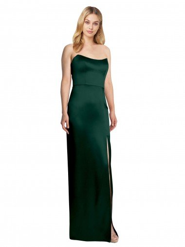 Shop Scooped Strapless Neckline Stretech Satin Formal Dress with Side Slit