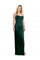 Scooped Strapless Neckline Stretech Satin Formal Dress with Side Slit
