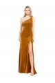 Sleek One Shoulder Long Velvet Formal Dress