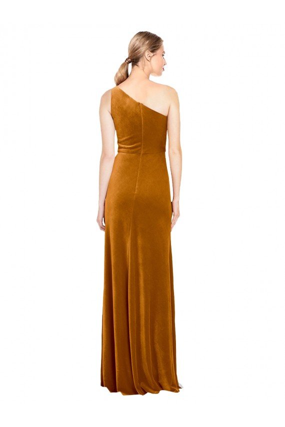 Sleek One Shoulder Long Velvet Formal Dress