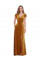 Cap Sleeve Faux Wrap Velvet Maxi Formal Dress with Pockets
