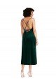 Midi Length Cowl Neck Velvet Short Slip Cocktail Formal Dress