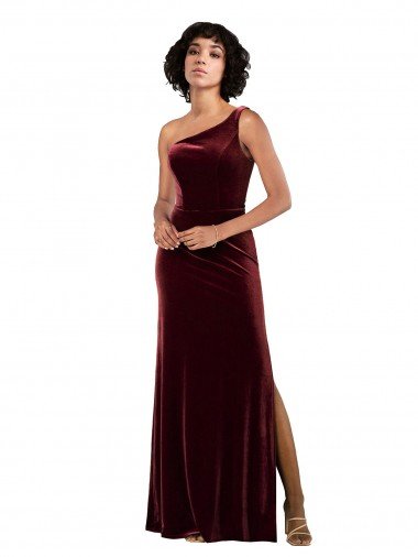 Shop One Shoulder Floor-Length Velvet Formal Dress