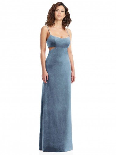 Shop Spaghetti Strap Long Full Length Velvet Maxi Formal Dress