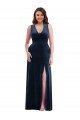 Deep V-Neck Sleeveless Velvet Maxi Formal Dress with Pockets