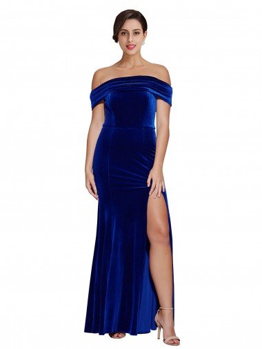Shop Full Length Long Velvet Formal Dress with Side Split