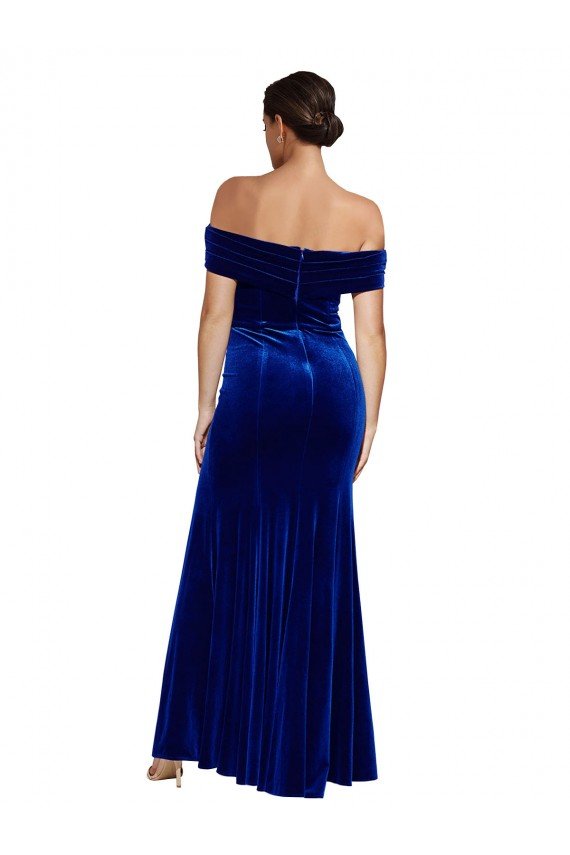 Full Length Long Velvet Formal Dress with Side Split