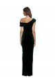 Long Asymmetric Neckline Ruched Velvet Formal Dress