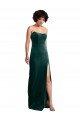 Scooped Strapless Long Velvet Formal Dress with Daring Side Slit